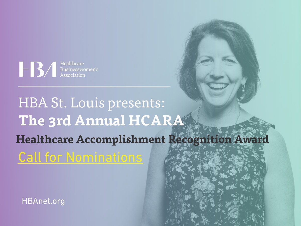 ChapterStl's tweet photo. HBA St. Louis is now accepting nominations for its 2018 Healthcare Accomplishment Recognition Award (HCARA).  All nominations must be submitted by April 27, 2018.

https://t.co/PGxSwas50L https://t.co/XZUSTAHEgh