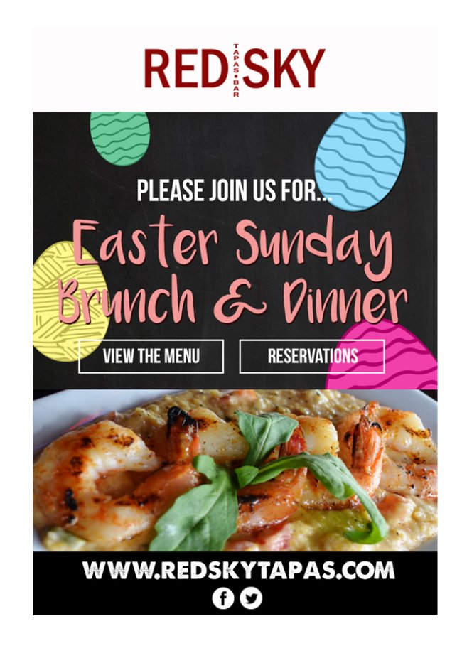 redskytapasbar's tweet photo. Easter Brunch &amp; Dinner for the whole family https://t.co/zMTWGPGYc2 https://t.co/BJwNVqtYeB