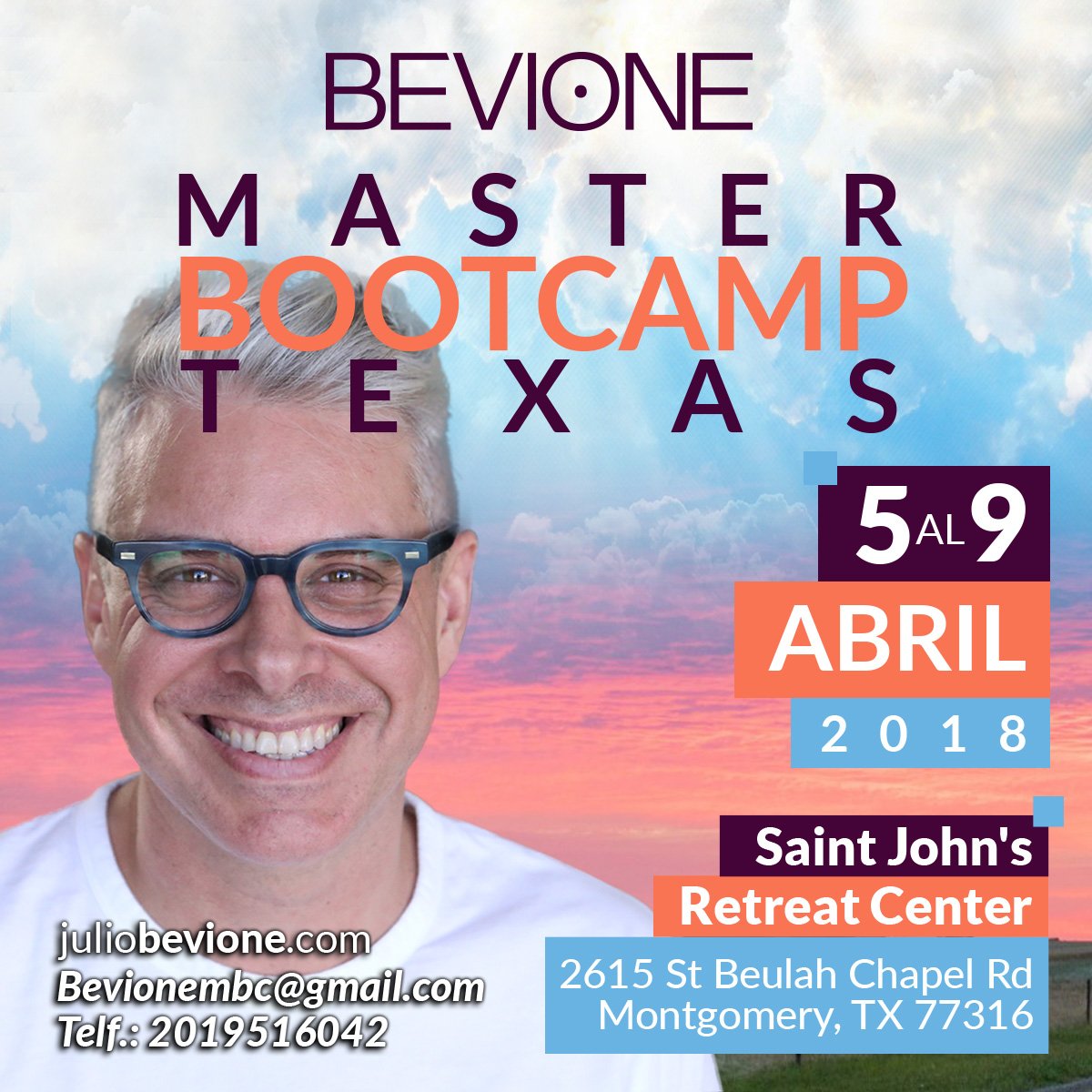 JulioBevione's tweet photo. 5 de Abril, #MasterBootCamp en #Texas, 4 días de trabajo intensivo, exclusivo para terapeutas, coaches y líderes de comunidades de educación y espiritualidad . Más Información: https://t.co/0jz34X9CQb https://t.co/3nP9wWhnv1