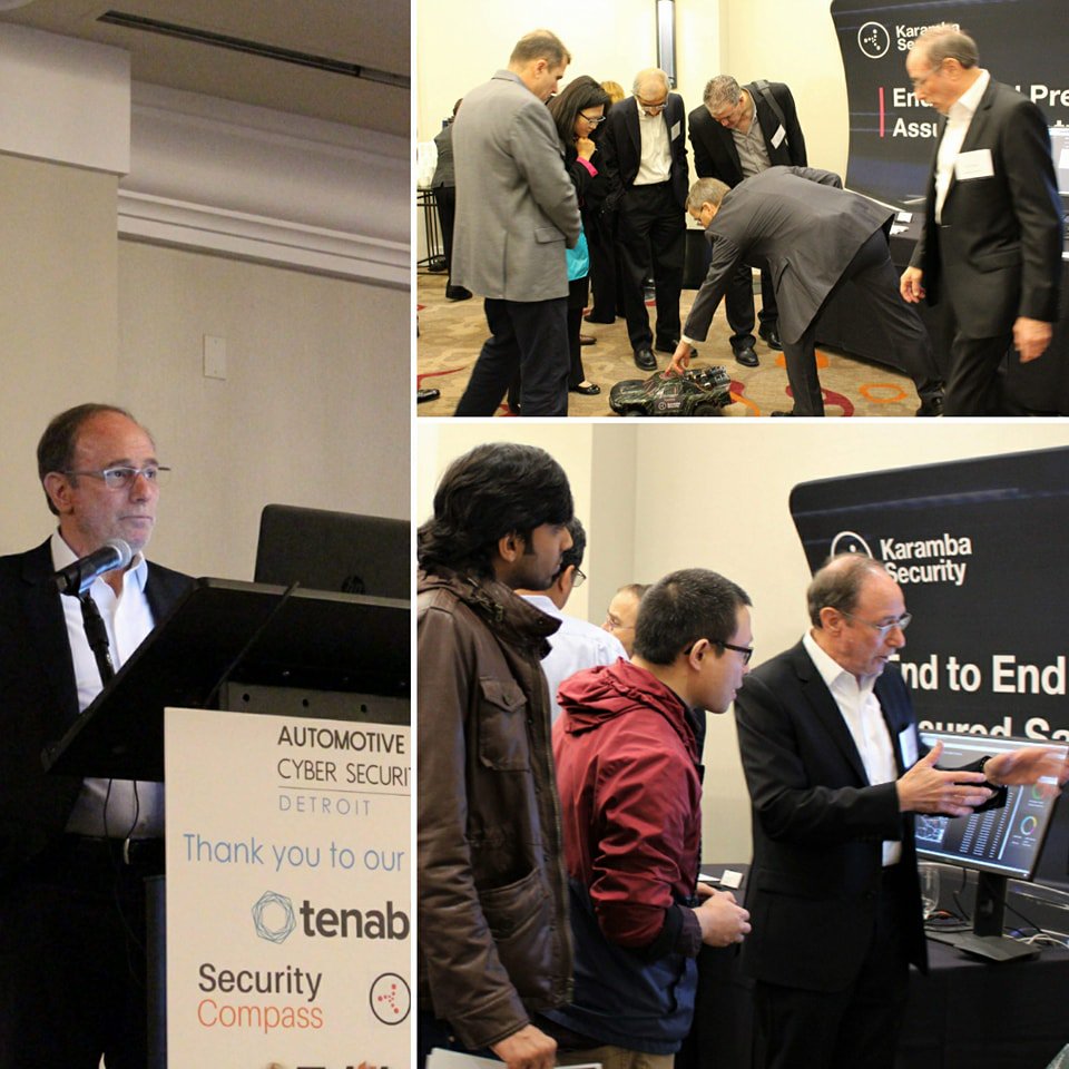 KarambaSecurity's tweet photo. We were honored to participate in @IQPC #Automotive #Cybersecurity Conference in Detroit and demonstrate a live car hack on stage. Thank you all for joining us and stopping by our booth!

#PreventionOverDetection https://t.co/6KnhJxyCg2