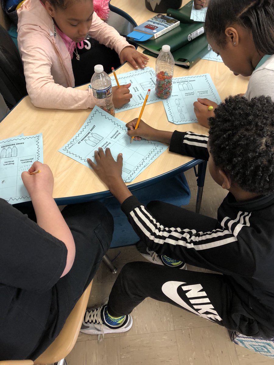 MsLawsonsClass4's tweet photo. Ss engaged in a water bottle flipping STEM challenge to make predictions and test the weight of the bottles and how it impacts their flip #choosekindbge https://t.co/0zf9iRT9hL