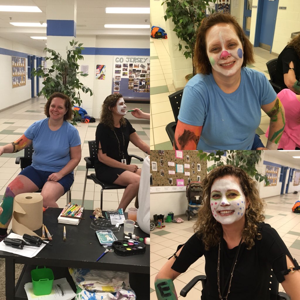 Jersey reached their Dance-a-thon fundraising goal!  Principals making good on Human Canvas day.  Thanks to our six painters for being our highest fundraisers in each division.  All of the money raised went to support Literacy and technology at Jersey.