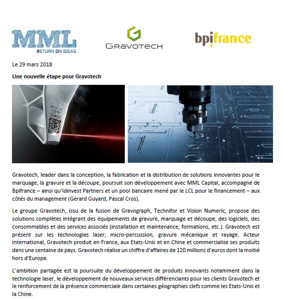 .<a href="/Bpifrance/">Bpifrance</a> accompagne l'entreprise <a href="/GravotechGroup/">Gravotech group</a> dans la poursuite de développement de produits innovants aux côtés de son management et de <a href="/ReturnOnIdeas/">Return on Ideas</a> bit.ly/2GlBpna #FrenchFab #Industrie