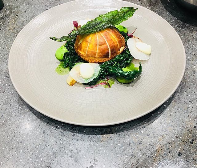 rob_bow's tweet photo. Smoked chicken pithivier, pickled turnip, wild garlic and broccoli purée #chef #cheftalk #cheflife #foodblogger #foodart #foodporn #foodie #food #plated #foodblog https://t.co/uPMpt83ekB