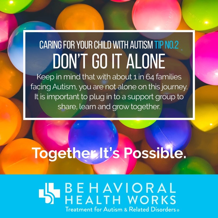 bhwcares's tweet image. With about 1 in 64 families caring for a child with autism you are never alone. Be sure to connect with others and make the journey together. 
Together It's Possible.
#autismawareness #autismspeaks #bhwcares #BHWOneVoice #autism #autismparents #TogetherItsPossible #TIP #TIP2018