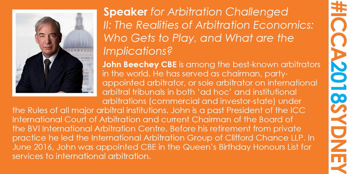 Introducing the next Speaker for the panel on The Realities of Arbitration Economics at #ICCA2018Sydney: John Beechey. For the full preliminary programme and Congress registration details visit: icca2018sydney.com. #MeetTheSpeakers