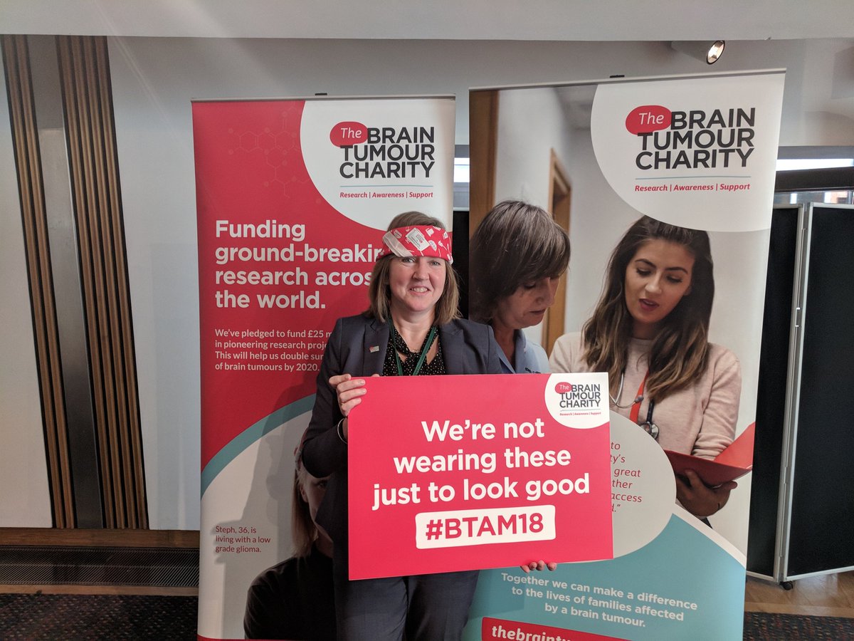 BrainTumourOrg's tweet photo. Thanks to Green Health Spokesperson @AlisonJohnstone for coming along, sporting a bandana and helping raise awareness of brain tumours. #BTAM18 https://t.co/KwlQJN5TOh