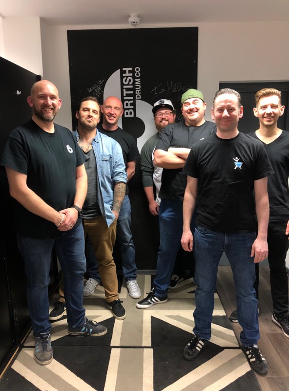 britishdrumco's tweet photo. Today we opened our doors to @percussionuk The guys were lucky enough to see the whole process from the raw veneer right through to the drums being boxed ready for shipping. As you can imagine we spent more time in the marching department than anywhere else. https://t.co/Li9m505TXY