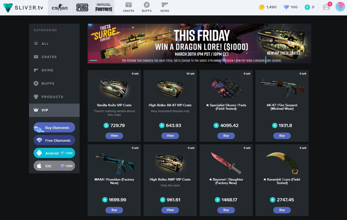 Theta_Network's tweet photo. https://t.co/6Tk7ZrF8oY now features VIP items and crates that can ONLY be purchased with Theta Tokens! Check them out here: https://t.co/HfARV6bums https://t.co/2WfC16lsQy