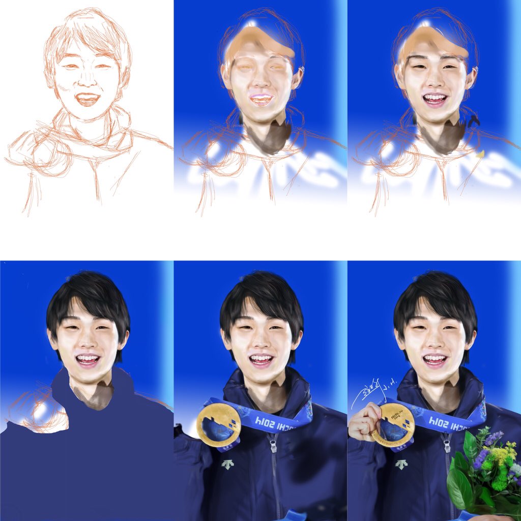AppleJoshin's tweet photo. #YuzuruHanyu #羽生結弦 #板绘 #Wacom 画了六个通宵～真是很累，还好成品很欣慰～❤️❤️ https://t.co/svPZp4xwV6
