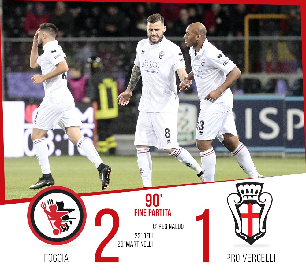ProVercelli1892's tweet photo. Finisce qui! @FoggiaCalcio -Pro Vercelli 2-1, reti di Reginaldo, Deli e Martinelli
#FogPrv #ProVercelli #ForzaPRO https://t.co/CctWr5cMZf