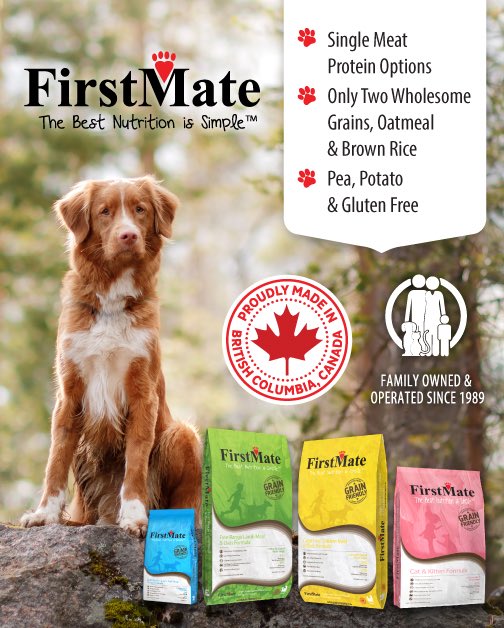 ***SALE***
FirstMate Grain Friendly 25lb Dog Food
$39.99
Chicken, Lamb and Fish Formulas available 
Regular $45.99