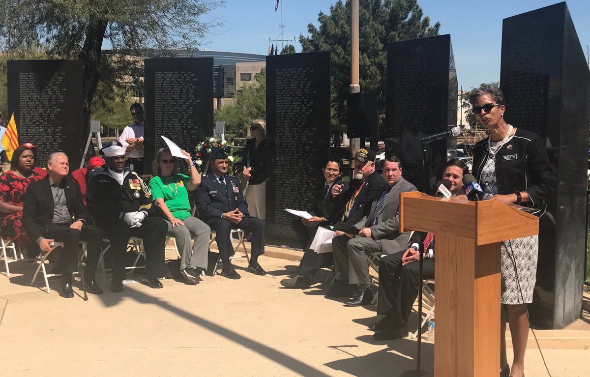 .<a href="/ColWrightADVS/">Wanda Wright</a> speaking about the sacrifices Arizona's Vietnam War veterans made on behalf of all Americans.  #VietnamWarVeteransDay