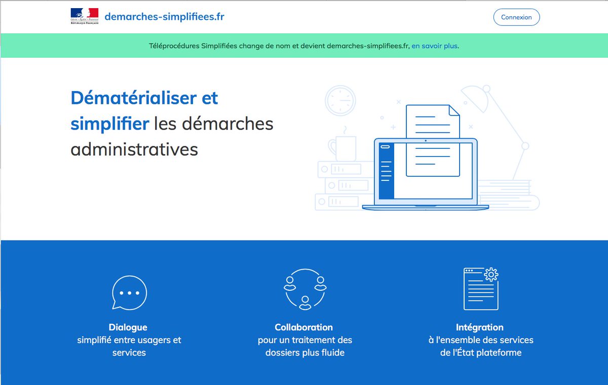 "demarches-simplifiees.fr" + 1. workinfrance, le nouveau service en ligne de la @_DINSIC par  <a href="/BetaGouv/">beta.gouv.fr</a> pour réaliser la procédure de dépôt et d'instruction des demandes utilise Demarches-simplfiees.fr . Accélérons la dématérialisation ! workinfrance.beta.gouv.fr
