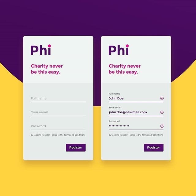 apritonga's tweet photo. Sign up/ Register for Phi app!

This is for DailyUI design challenge! #DailyUI #001 #vokkus #uidesign #ui #android #app #mobile #yellow #purple #interface #uxdesign #ux https://t.co/m6Y9Se6dBE https://t.co/UbxMcXti6a