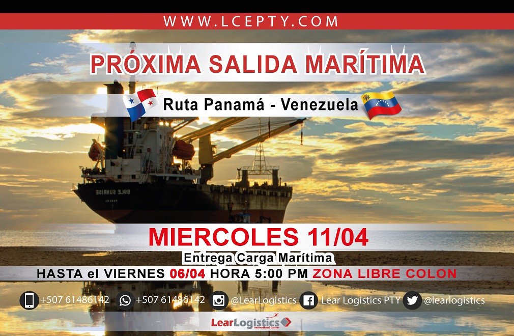 LearLogistics's tweet image. Entrega de carga maritima hasta el viernes  06/04 

Panamá 🇵🇦 - Venezuela 🇻🇪 

#enviogratis #d2d #doortodoor #Mercancia #Carga #EnviosPuertaAPuerta #panama #venezuela #colombia #remesasvenezuela