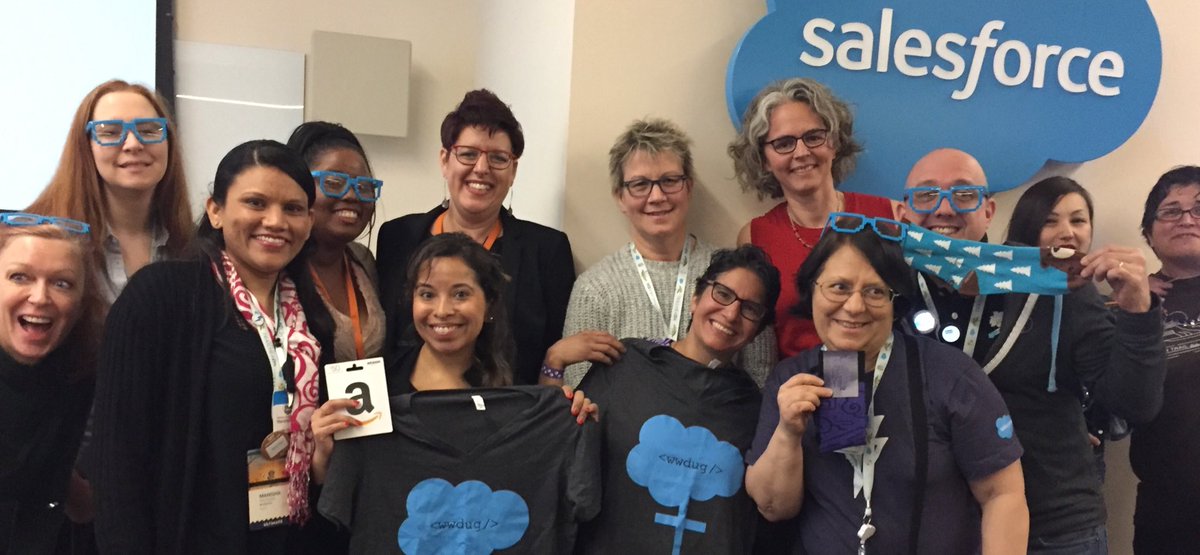 missylongshore's tweet photo. Some of the AMAZING #WWDUG winners at the @WWDUG #100DaysofCode celebration breakfast at #TDX18! Great job everyone! @SalesforceDevs https://t.co/yfvd2LIZ2l