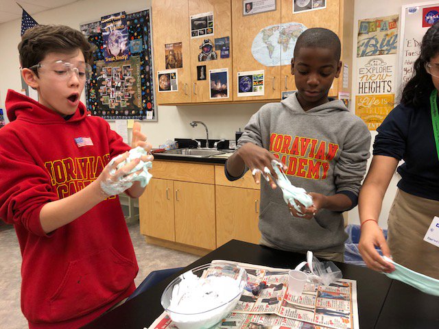MoravianAcademy's tweet image. Slime Time! Learning about polymers, exploring different recipes for slime, having fun! #scienceisfun #afterschoolprogramming