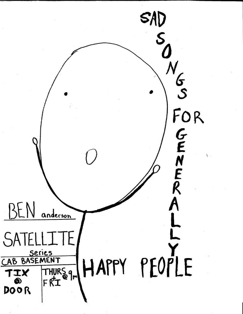 sad songs for generally happy people An Evening of Original Music, Live Looping &amp; Storytelling by Ben Anderson runs in the Cab Th+Fri @ 9p 19 Performances 7 Venues 1 Weekend! Satellite Festival runs Thurs-Sat check out our whole lineup! buff.ly/2I7DzTY #Satellite18 #Cab50