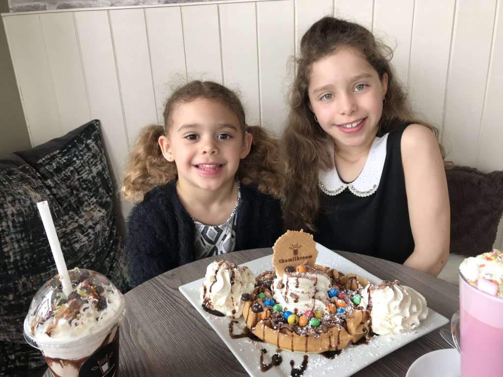 life_motherhood's tweet photo. Lovely afternoon treat @themilkroom with the girls. I don’t think I’ll need to feed them for a few days now! #M&amp;MWaffle #KindaBuenoMilkshake #UnicornHotChocolate https://t.co/Z8YimGeBSc