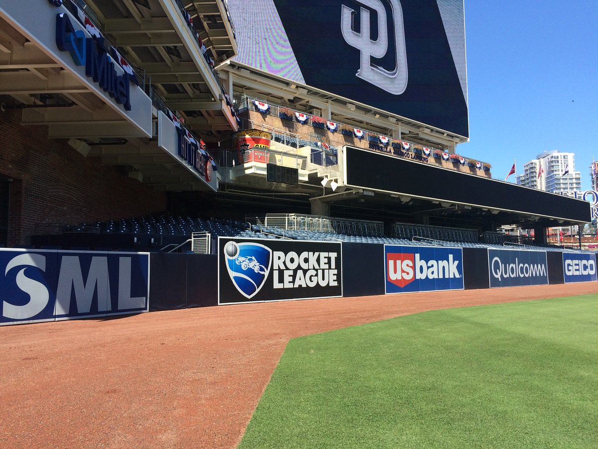 PsyonixStudios's tweet image. We&apos;re proud to announce our sponsorship of the San Diego @Padres and @PetcoPark! Keep an eye open for @RocketLeague at Petco today during #SDOpeningDay and all season long! #OpeningDay2018