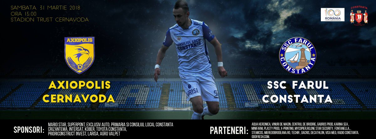 SSC_FARUL's tweet photo. ⚽ Axiopolis #Cernavoda - SSC #Farul #Constanta
🗓️ Sambata - 31.03.2018
🕔 Ora 15:00
🏟️ Stadionul "Trust" din Cernavoda
#Romania #fcfarul #fotbalromania #experienceromania #Bucharest https://t.co/b8B5KBegwA