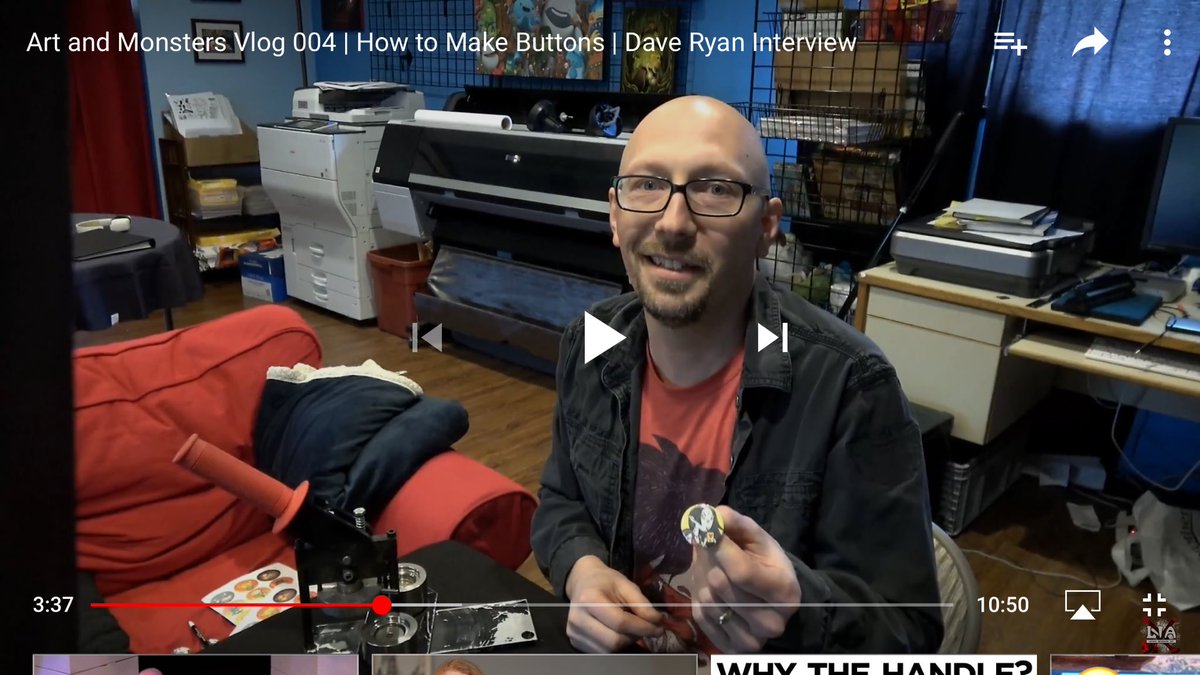 impsandmonsters's tweet photo. https://t.co/oovdvd00kO New #Vlog episode 4 is live on https://t.co/9RKR3ltDfT or https://t.co/1bX4QBMkSm. Makin’ buttons and an interview with local artist Dave Ryan https://t.co/EiheioeGoy