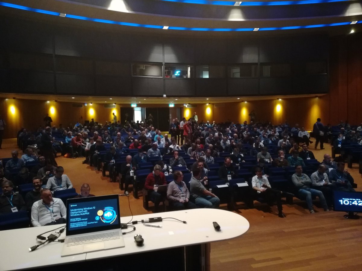 mniehaus's tweet image. A good turnout today at #MSTechSummit Amsterdam to learn about Windows AutoPilot.