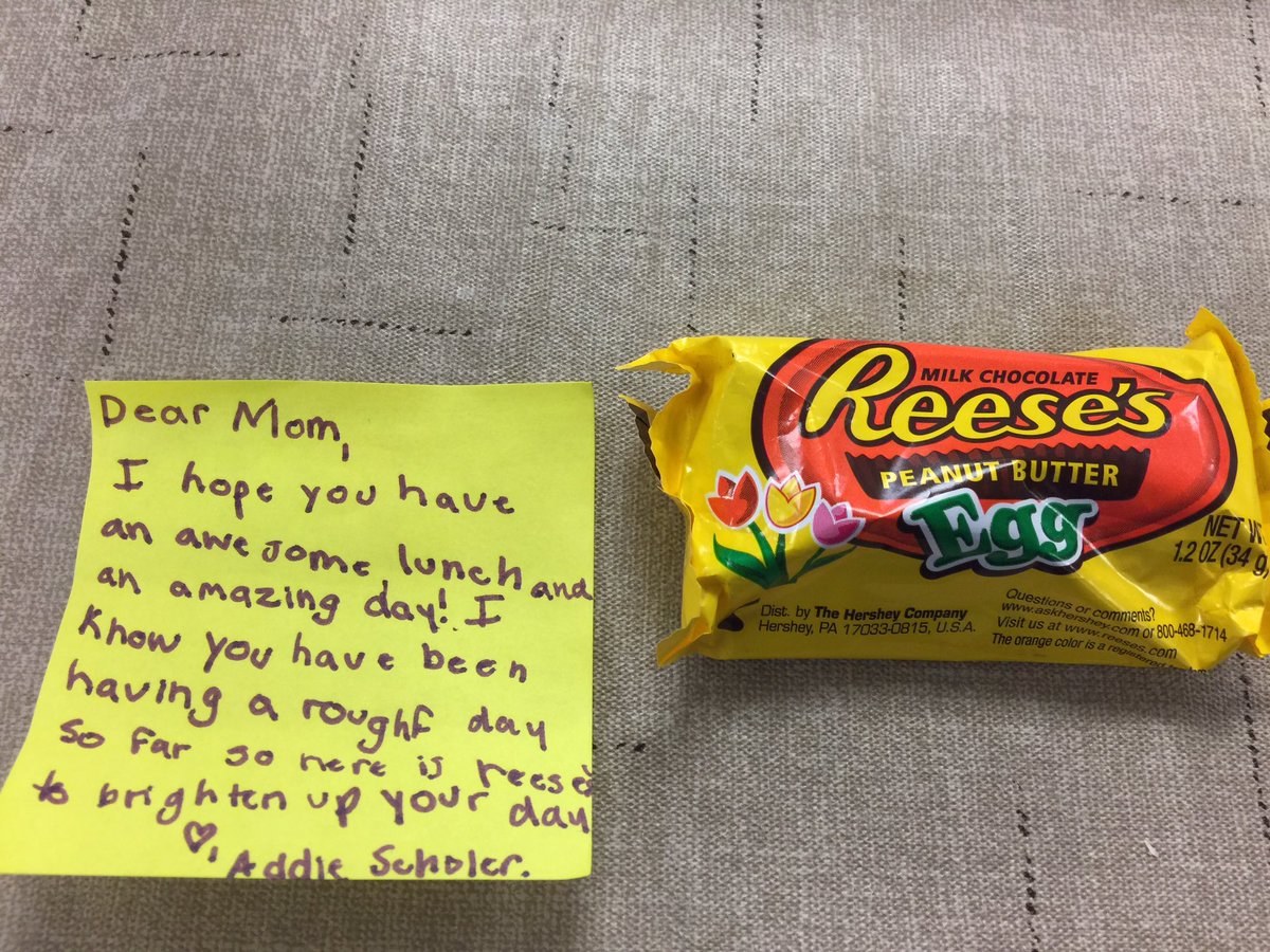 Look what was tuck inside my lunch today- a treat and a sweet note to cheer me up. Love you Addie!💗#ptekindnesscrew