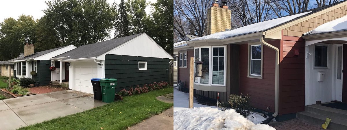 KeyPrimeRoofing's tweet photo. One of @KeyPrimeRoofing's recently completed @James_Hardie siding projects! #RoofingContractor #SidingContractor #JamesHardie #FiberCementSiding #LapSiding #CountryLaneRed #VerticalSiding #ChestnutBrown #Shakes #ChestnutBrown #SeamlessGutters https://t.co/Zccep2z22w