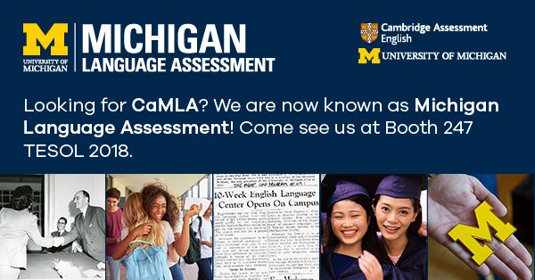 AT #TESOL18 ? Stop by booth 247 to learn about the Michigan English Placement Test and our secure exams.
