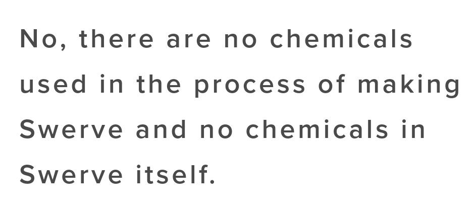 Jaki_Gee's tweet photo. @swervesweetie All matter is composed of base elements or chemicals. This is a nonsense statement. #swerve does taste great though. https://t.co/u8wPALVgXB
