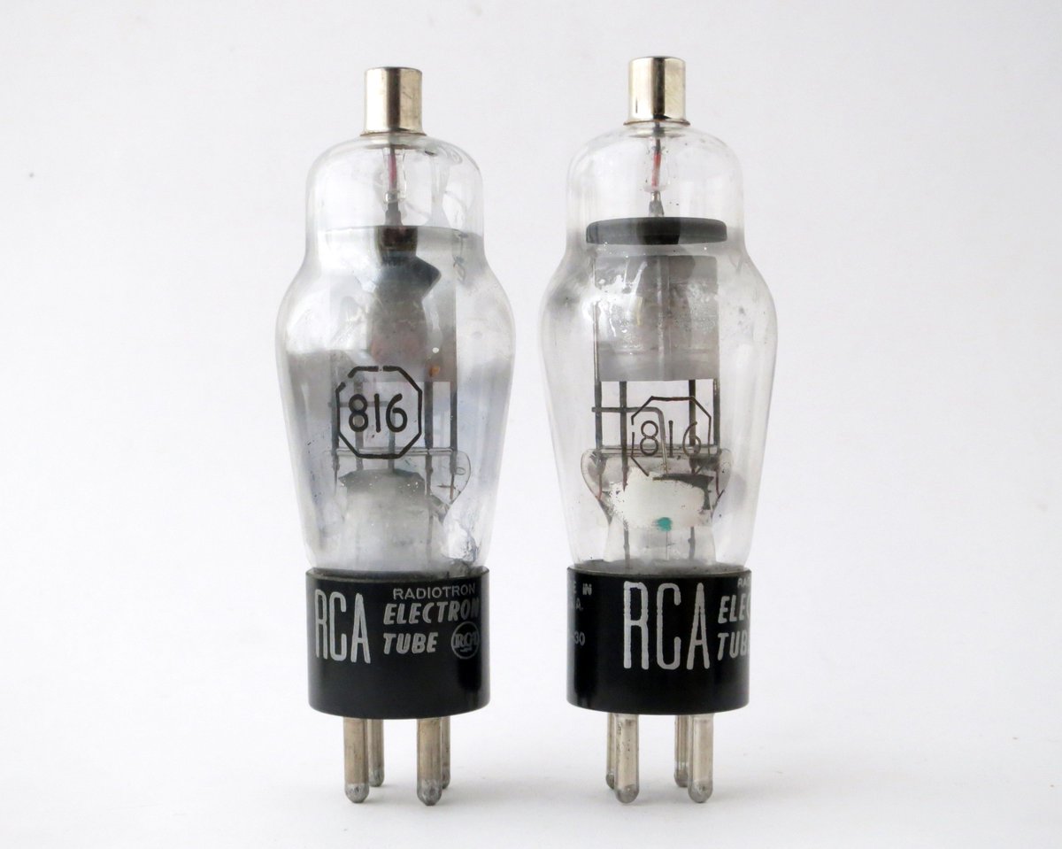 pair of RCA 816 mercury vapor rectifier tubes
