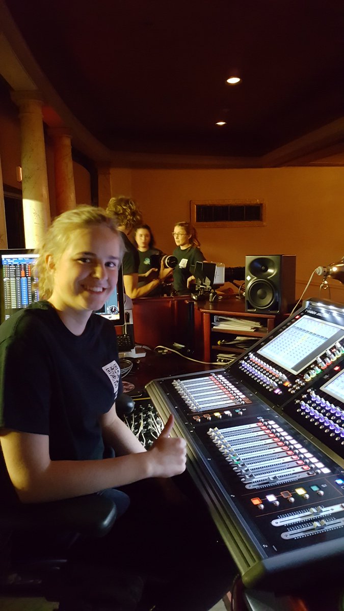 PCUWC's tweet photo. #OneWorld2018 Outtakes: 1st year Lotte at the McPherson Playhouse soundboard. "This is so much fun." https://t.co/g0sa2t9Sz1