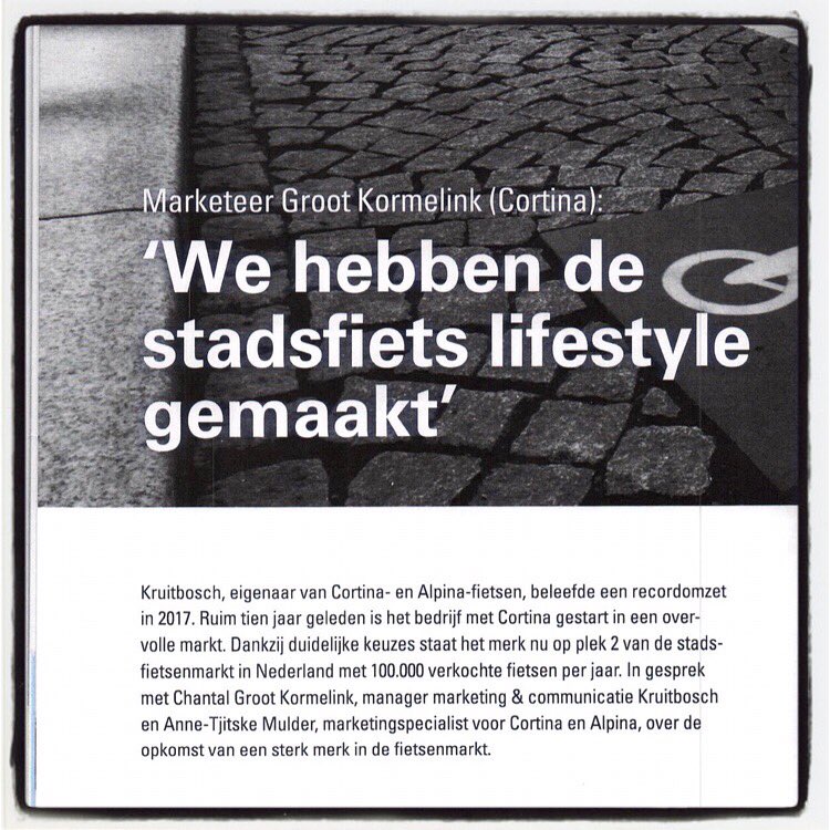 Met collega Anne-Tjitske shinen met een interview over <a href="/Cortinabikes/">Cortina Bikes</a> in MarketingTribune 😃
(Geen digitaal linkje helaas... dus bemachtig de papieren versie...😉)
