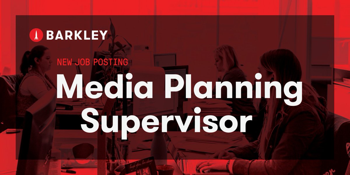 barkleyokrp's tweet photo. We’re looking for an innovative Media Planning Supervisor to join our team. Interested? Apply here: https://t.co/PHAbpoWZLO #KCJobs #KansasCity #AddBarkley https://t.co/9WzYs83SkP