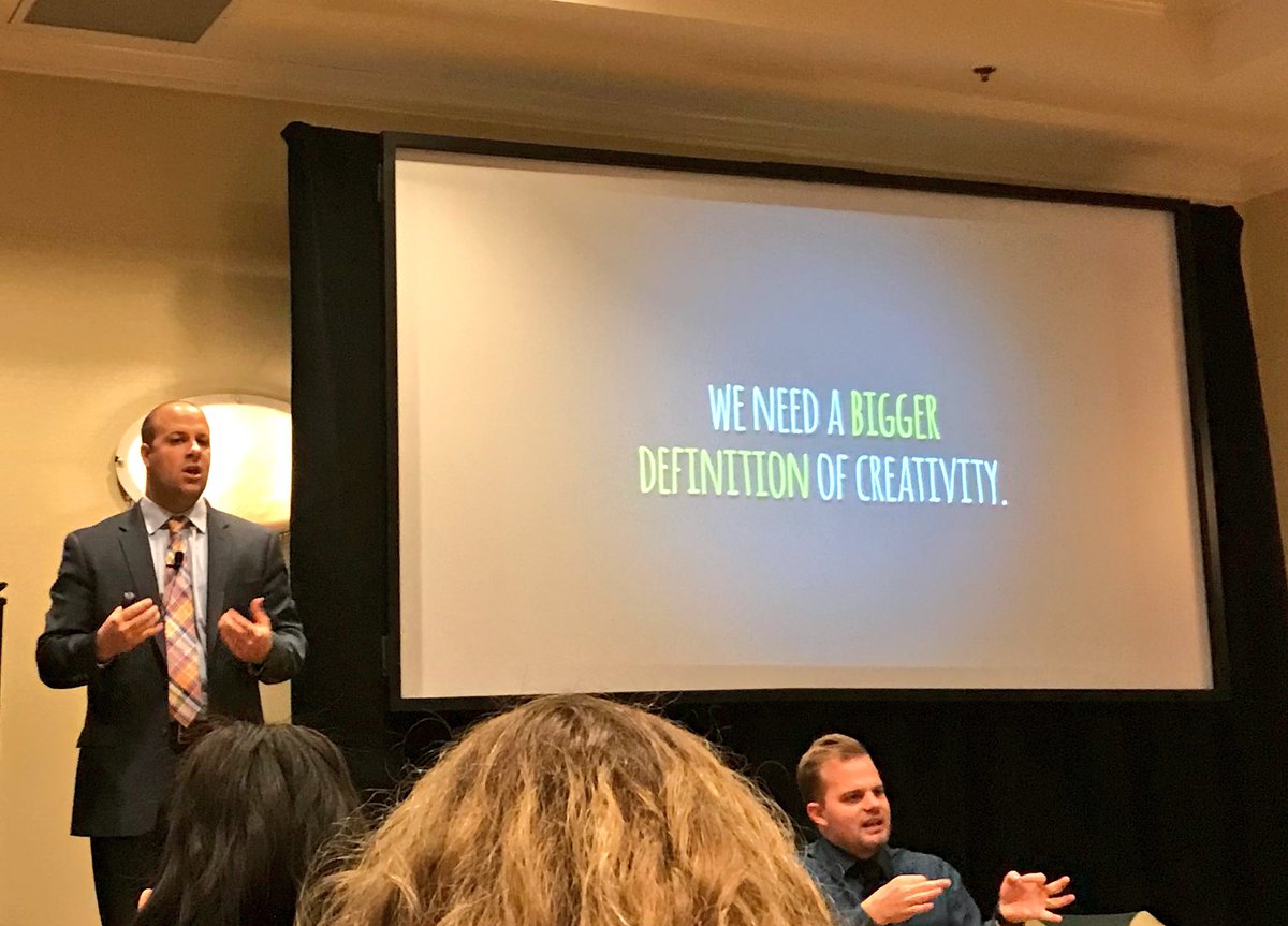 KBeddes's tweet photo. “WE NEED A BIGGER DEFINITION OF CREATIVITY.” @ajjuliani YAS 👏🏼👏🏼👏🏼 #teachingisacreativeart #LiteracyPromise #litpro18 #launchintodesignthinking https://t.co/SCnhHF2xFO