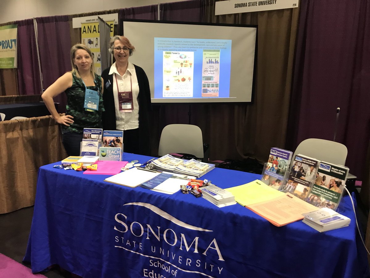 DualLanguageSSU's tweet photo. Come talk to @RhiannaCasesa and the rest of the SSU School of Ed #SSABE team to learn about #ssu and our programs for future bilingual teachers. Find us in booth 226 at the #CABE2018 exhibition hall. https://t.co/AqKpkRjJKe