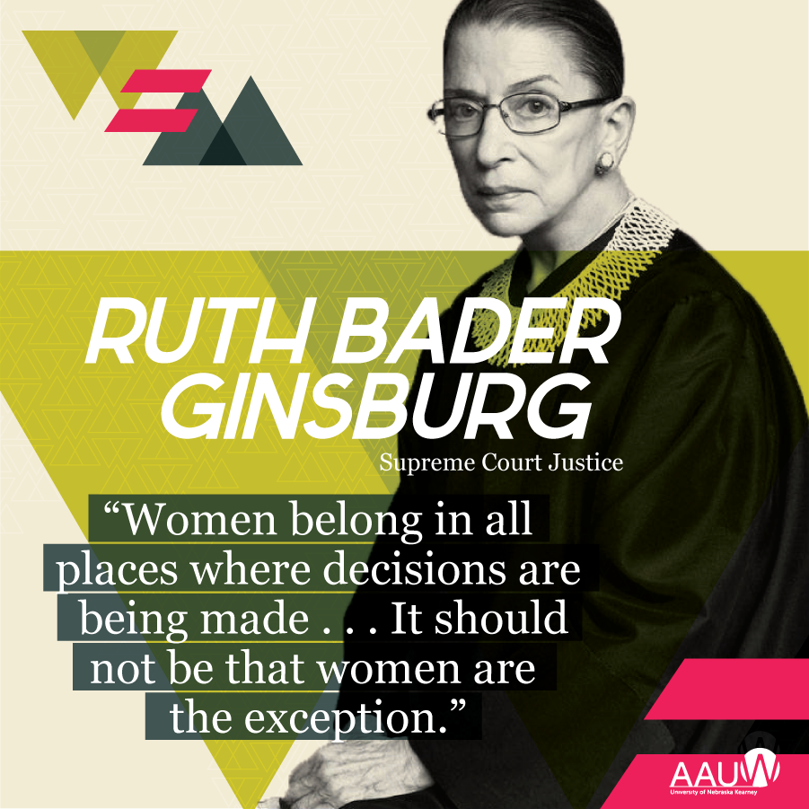 Today’s inspirational woman is Ruth Bader Ginsburg, Supreme Court Justice! As the second female justice on the court, Ginsburg has made a monumental impact on our government, especially in the areas of gender equality and fairness of the law. #ShedidsoIcan