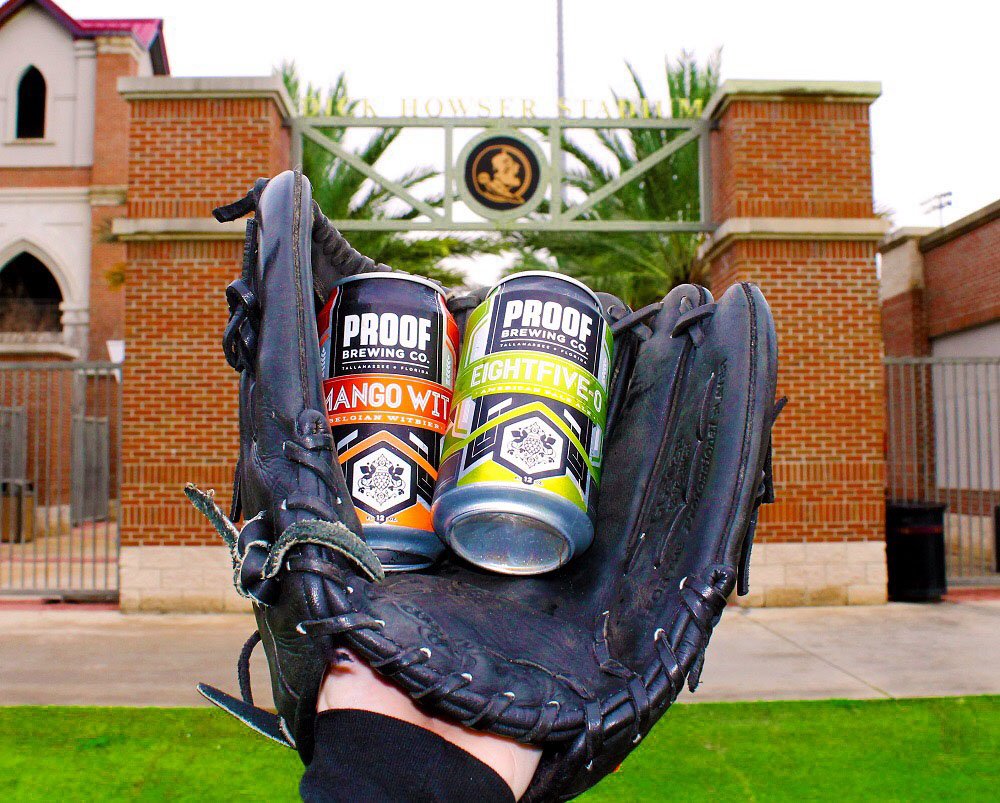 ProofBrewingCo's tweet photo. It's game day! Enjoy Eightfive-0 and Mango Wit cans at every @FSUBaseball home game this season! Available at the food tents by the main entrance of Dick Howser Stadium. Go Noles! #FSUBaseball #MangoWit #Eightfive0 #iHeartTally #TLHBeer #GoNoles #GameDay https://t.co/4V18Fo3IsF