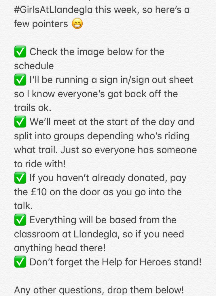 lucybikes's tweet photo. Check the images for pointers on #GirlsAtLlandegla ! Don’t worry if you haven’t been able to sign up on the event page, just pop along to meet everyone at 9am Saturday!!!

@OPALlandegla / @HelpforHeroes / @ManonCarpenter https://t.co/jnCNGvW7y8