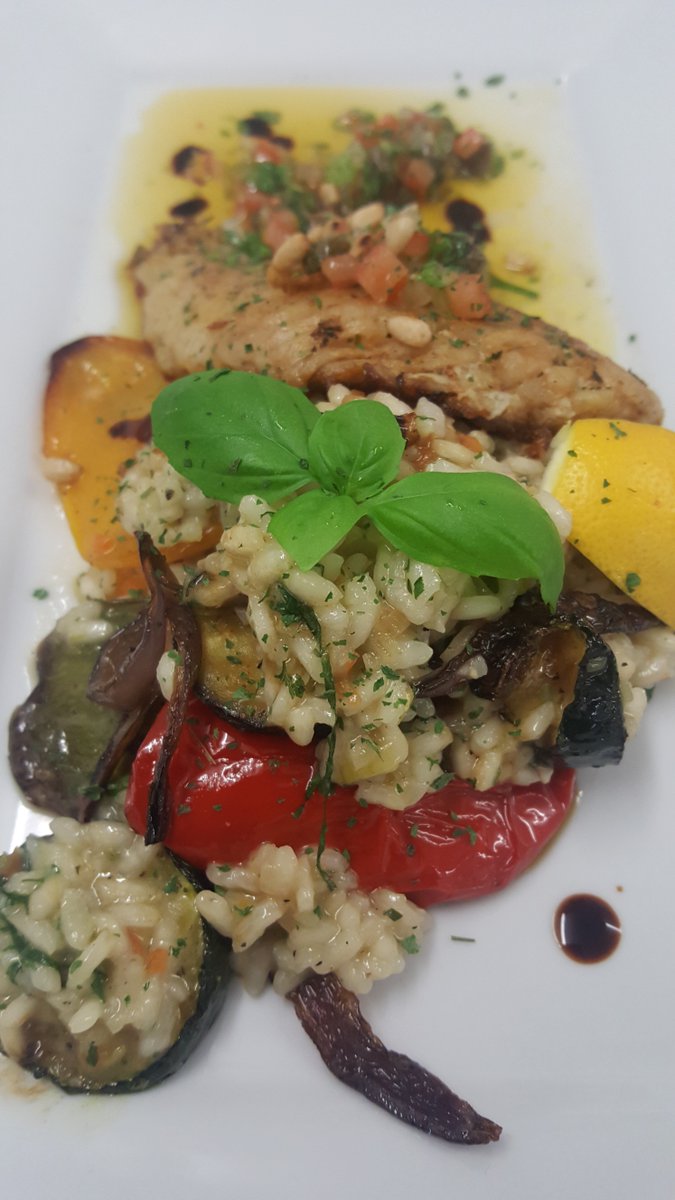 pastabilitynott's tweet photo. Due to popular demand, our citrus infused red mullet on a bed of Mediterranean vegetable risotto with sauce vierge, is back as our FRESH FISH FRIDAY dish this week 🍽 https://t.co/az777pNZjx
