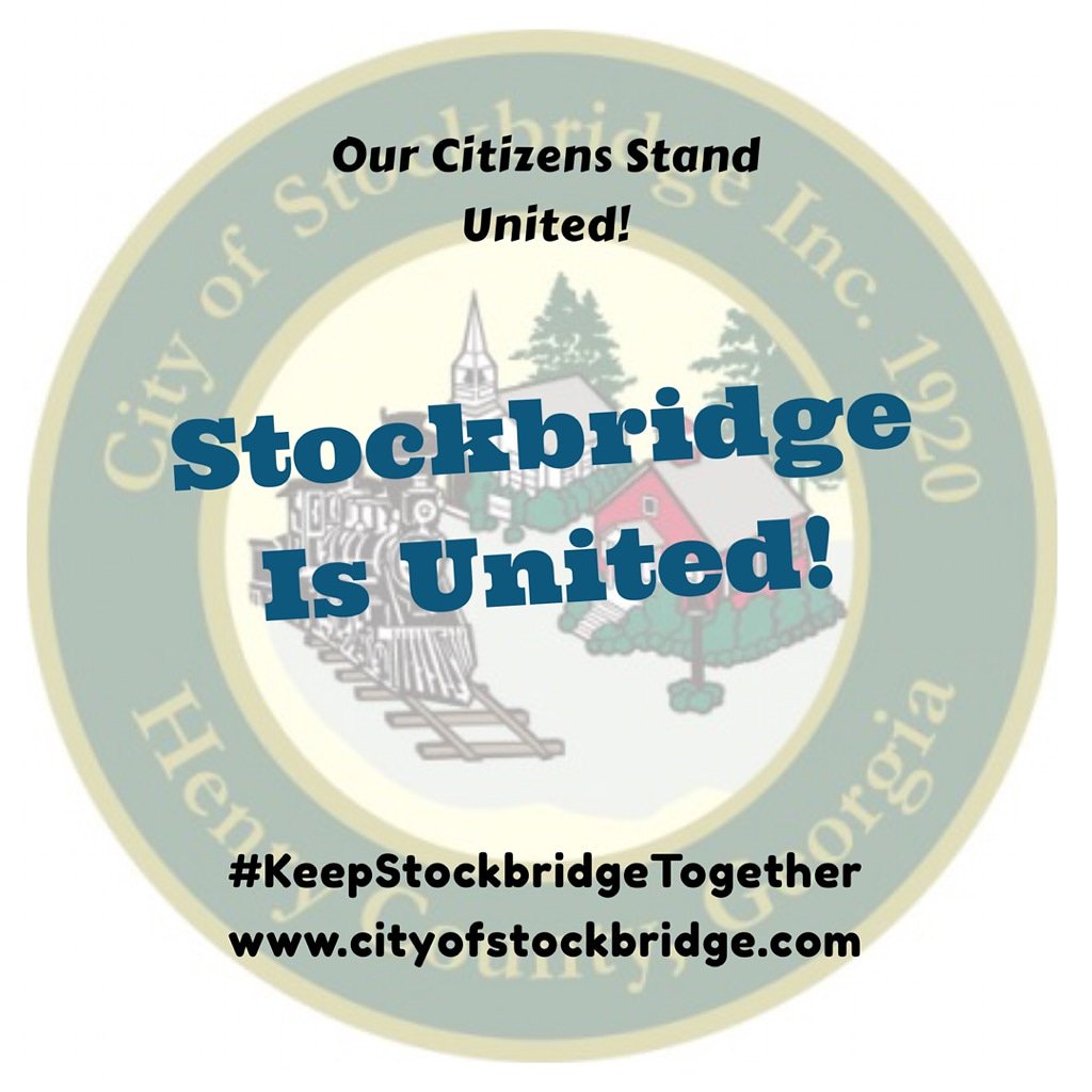 stockbridgecity's tweet photo. #Citizens of #Stockbridge are #standing #united. The unprecedented proposal to de-annex #city property that is being considered in the #GeorgiaStateSenate is not final. We will continue to ensure that we #KeepStockbridgeTogether. #CityofStockbridge #news #community #trending https://t.co/bIr0igJP6J