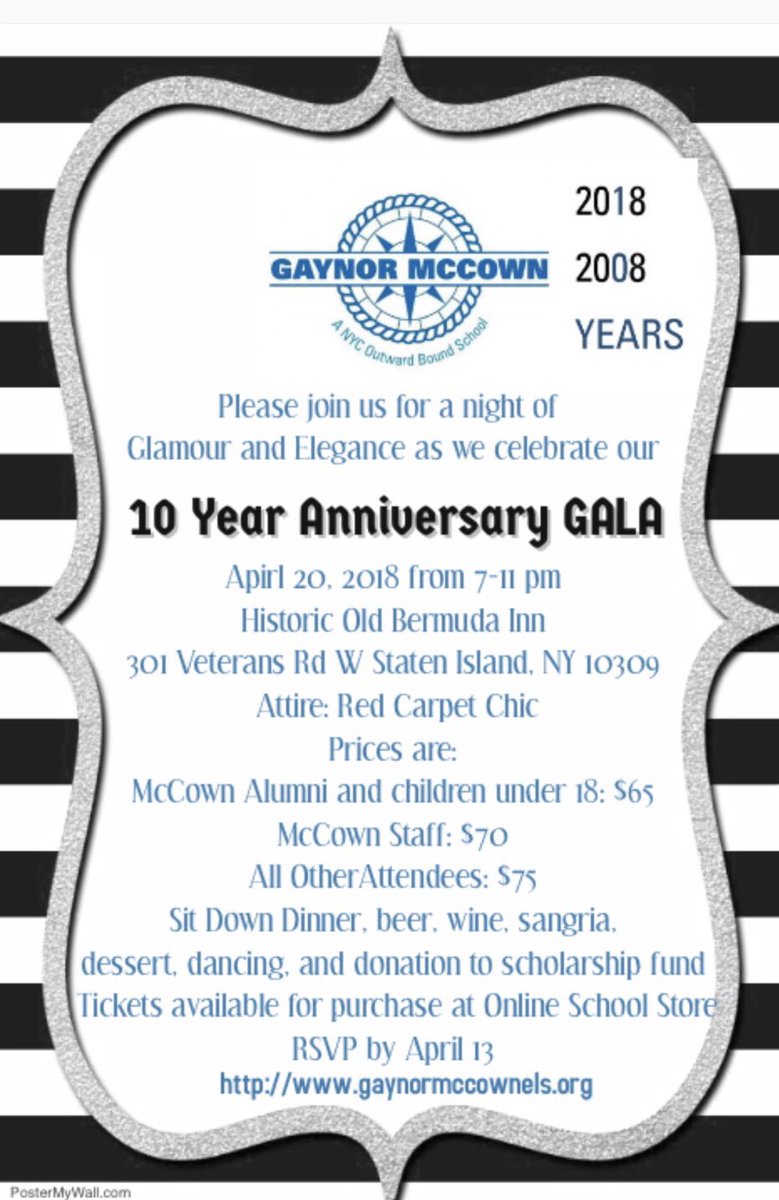 GaynorMcCownELS's tweet photo. Mark it on the calendar! We’re celebrating 10 years! Click on the “School Store” tab on our website to purchase tickets. #ItsOurBirthday #PartyTime #TenYearsofExcellence #MakeaMarkMakeaDifference #ItsMcCownNoGNoA @NYCOutwardBound @NYCSchoolsHSN12 @AffinityFSCNYC https://t.co/ikBJUToS0l