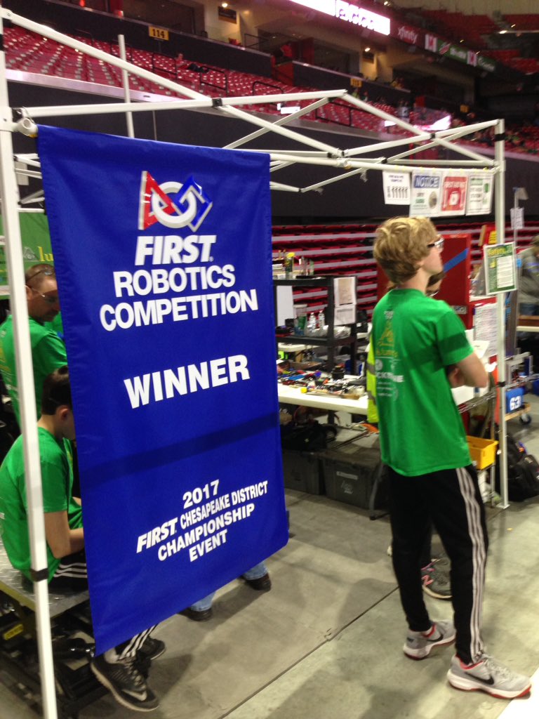 Team6334's tweet photo. Day 1 of Chesapeake District Champs and the Aluminati are ready to have fun with all of these teams. #OMGRobots #firstpowerup #CHCMP https://t.co/tPXcaRy4nu