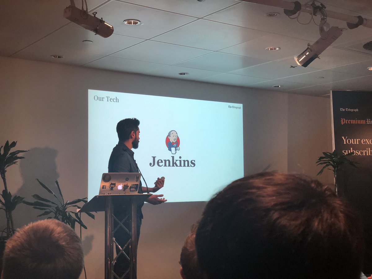 TelegraphEng's tweet photo. Amit Lalani speaking about our journey of Jenkins pipelines in the platform team #telegraphengineering https://t.co/7kxQRuxSAD