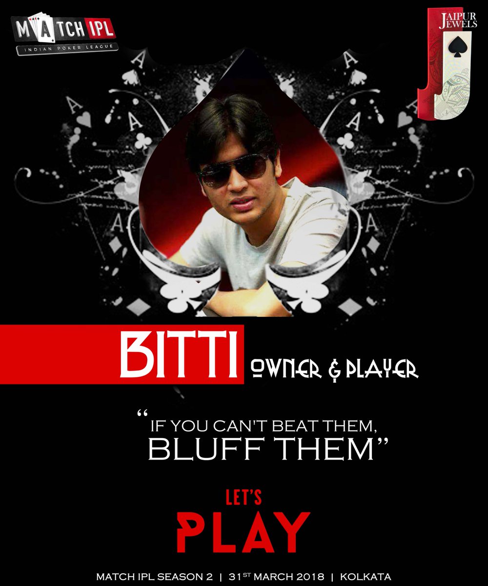 JJ_MIPL's tweet photo. Bitti Aditya Agarwal our very own Player of the league is all set to go for the kill ! 
With just one day to go, for the biggest poker event #MatchIPL #JaipurJewels is  prepared to go "ALL IN"! Watch out for your favourite team as they Ace it in style!
#Pokerisasport https://t.co/HPnjjWyGzQ