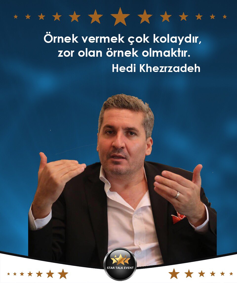 startalkevent's tweet photo. Örnek vermek çok kolaydır, zor olan örnek olmaktır.
Hedi Khezrzadeh
#StarTalkEvent2 #hedikhezrzadeh #convention #lider #startalkevent https://t.co/cM26sJSP4k