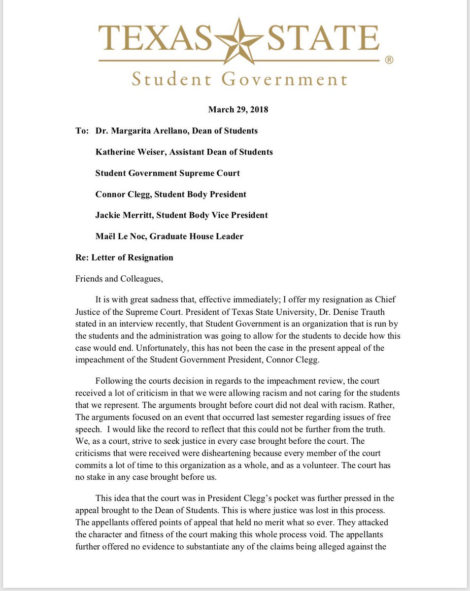 academic resignation letter