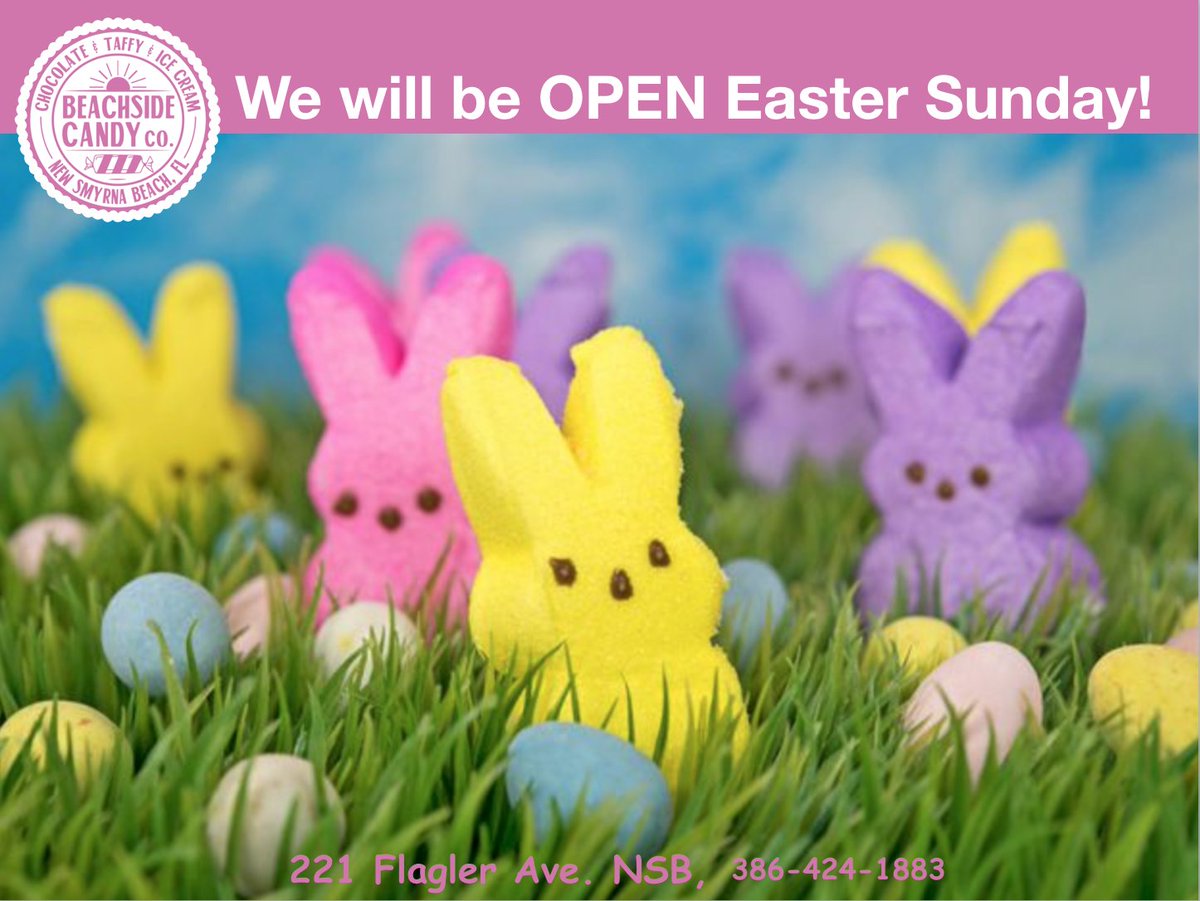 BeachsideCandy's tweet photo. Stop in to Beachside Candy Co. this weekend for your favorite Easter Candy and explore all of our delicious treats! #eastercandy #beachsidecandy #lovensb #flaglerave https://t.co/x3cgkqZqLT